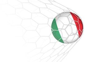 Italy flag soccer ball in net. vector