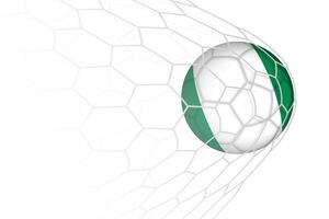Nigeria flag soccer ball in net. vector
