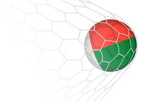 Madagascar flag soccer ball in net. vector