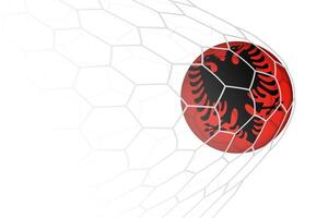 Albania flag soccer ball in net. vector