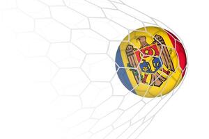 Moldova flag soccer ball in net. vector