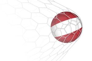 Latvia flag soccer ball in net. vector