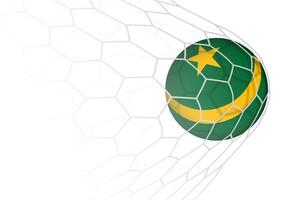 Mauritania flag soccer ball in net. vector