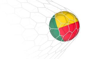 Benin flag soccer ball in net. vector