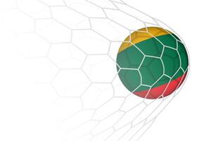 Lithuania flag soccer ball in net. vector