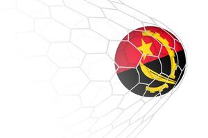 Angola flag soccer ball in net. vector
