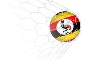 Uganda flag soccer ball in net. vector