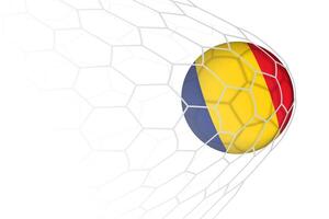Romania flag soccer ball in net. vector
