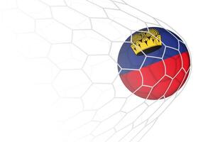 Liechtenstein flag soccer ball in net. vector