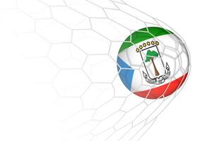 Equatorial Guinea flag soccer ball in net. vector