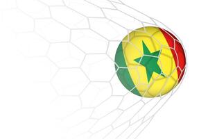 Senegal flag soccer ball in net. vector