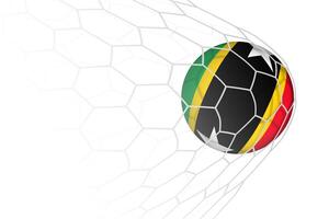 Saint Kitts and Nevis flag soccer ball in net. vector