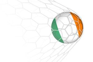Ireland flag soccer ball in net. vector