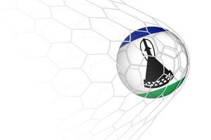 Lesotho flag soccer ball in net. vector