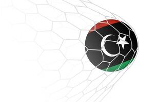 Libya flag soccer ball in net. vector