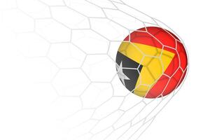 East Timor flag soccer ball in net. vector
