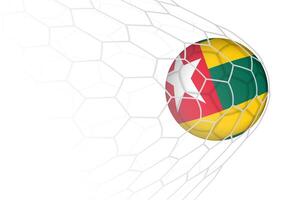 Togo flag soccer ball in net. vector