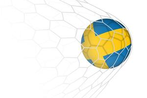 Sweden flag soccer ball in net. vector