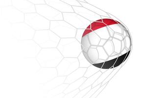 Yemen flag soccer ball in net. vector