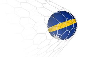 Nauru flag soccer ball in net. vector