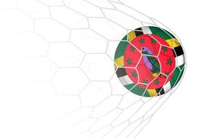 Dominica flag soccer ball in net. vector