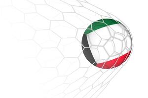Kuwait flag soccer ball in net. vector