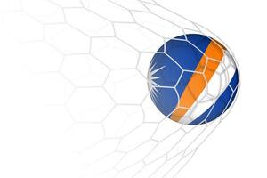 Marshall Islands flag soccer ball in net. vector