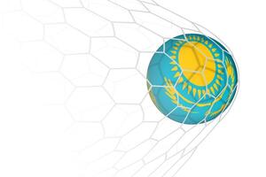 Kazakhstan flag soccer ball in net. vector