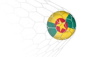 Grenada flag soccer ball in net. vector