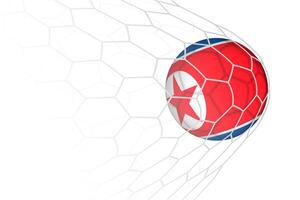 North Korea flag soccer ball in net. vector