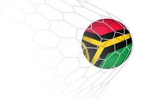 Vanuatu flag soccer ball in net. vector
