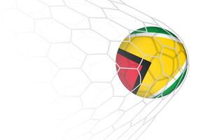 Guyana flag soccer ball in net. vector