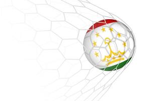 Tajikistan flag soccer ball in net. vector