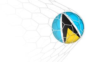 Saint Lucia flag soccer ball in net. vector