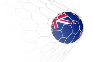 New Zealand flag soccer ball in net. vector