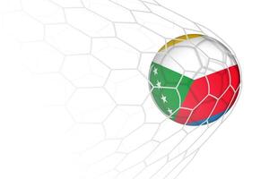Comoros flag soccer ball in net. vector