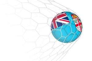Fiji flag soccer ball in net. vector