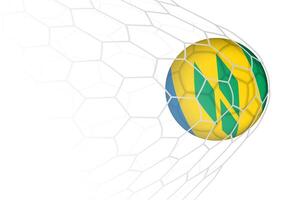 Saint Vincent and the Grenadines flag soccer ball in net. vector