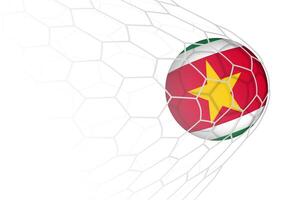 Suriname flag soccer ball in net. vector