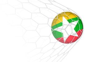 Myanmar flag soccer ball in net. vector