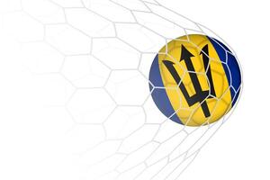 Barbados flag soccer ball in net. vector