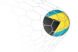 The Bahamas flag soccer ball in net. vector
