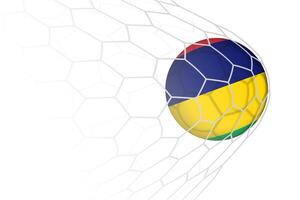 Mauritius flag soccer ball in net. vector