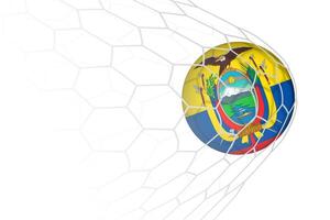 Ecuador flag soccer ball in net. vector