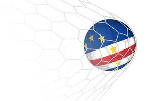 Cape Verde flag soccer ball in net. vector