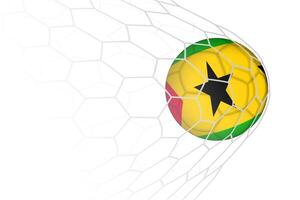 Sao Tome and Principe flag soccer ball in net. vector