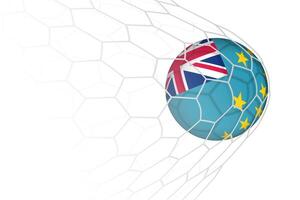 Tuvalu flag soccer ball in net. vector