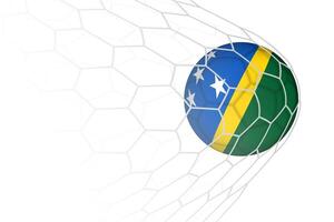 Solomon Islands flag soccer ball in net. vector