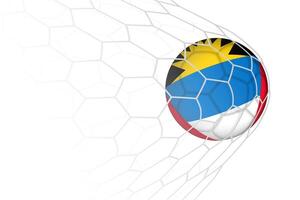 Antigua and Barbuda flag soccer ball in net. vector