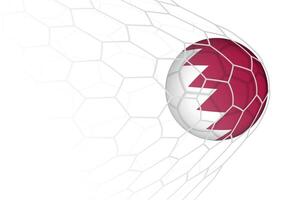 Qatar flag soccer ball in net. vector